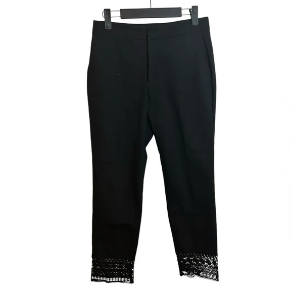 Zara Black Crochet Ankle Pants - Picture 1 of 6